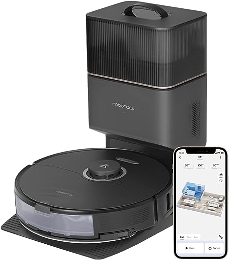 roborock S8  Robot Vacuum, Sonic Mop with Self-Empty Dock, Stores up to 60-Days of Dust, Auto Lifting Mop, Ultrasonic Carpet Detection, 6000Pa Suction, Black