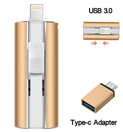 iOS Flash Drive for iPhone Photo Stick 128GB Memory Stick USB 3.0 Thumb Drive Jump Drive Photo Backup iflash External Storage Lightning Memory Stick for iPhone iPad Android
