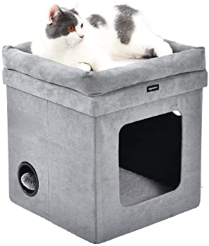 AmazonBasics Collapsible Cat House, Grey