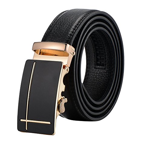 Tiitc Mens Belt Genuine Leather Ratchet Belts for Men Automatic Buckle 1.38‘’ Wide