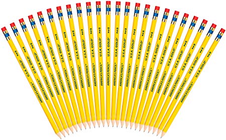 Write Dudes USA Gold Premium American Cedar Presharpened Pencils 24-Pack (41055)