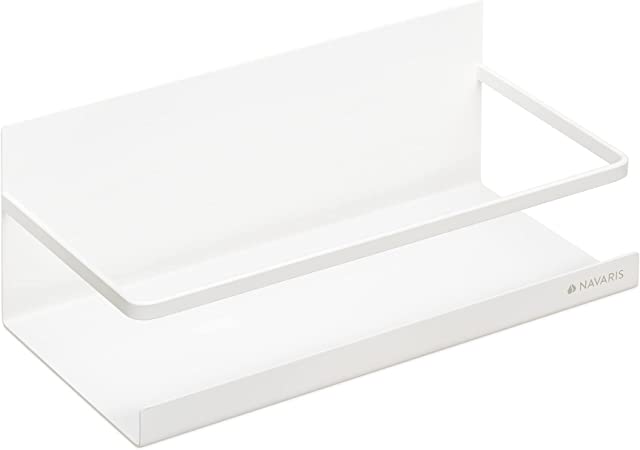 Navaris Kühlschrank Regal magnetisch - Hängeregal Gewürzregal Organizer - Küchenregal aus Metall - Ablage ohne Bohren in Weiß