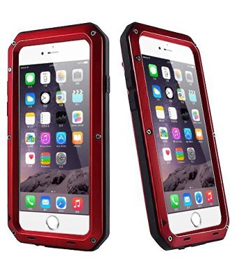 iPhone 5/5s/SE Metal Extreme Sports Case,Tempered Glass Weatherproof Shockproof Dustproof Fingerprint Case,Diving Climbing Heavy Duty Carrying Case(Red) 1 Can Cooler