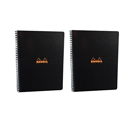 Rhodia Wirebound Notebook 9X11.75 Inches Black Grid (Pack of 2)