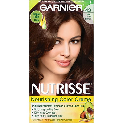 Garnier Nutrisse Nourishing Color Creme, 43 Dark Golden Brown (Cocoa Bean) (Packaging May Vary)