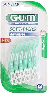 Gum Soft Picks Advanced, with travel case, regular, 6 packs of 30 (6 x 30 items)