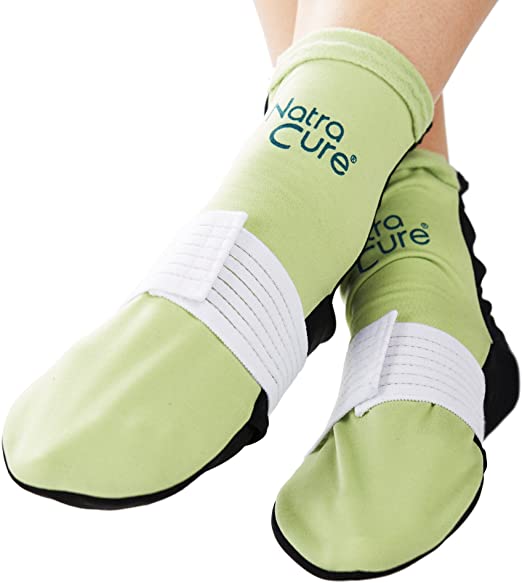 NatraCure Cold Therapy Socks (w/Compression Strap) - Reusable Ice Pack Arch Support Slippers, Plantar Fasciitis Relief - (Aid for Broken Foot, Heels, Pain, Swelling) - (Size: Small/Medium)