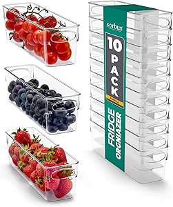 Sorbus 10-Pack Small Clear Plastic Organizing Bins – Clear Bins for Organizing, Refrigerator Organizers, Fridge Organizer, Pantry Storage, Kitchen Organizer, and Pantry Organizers and Storage Bins