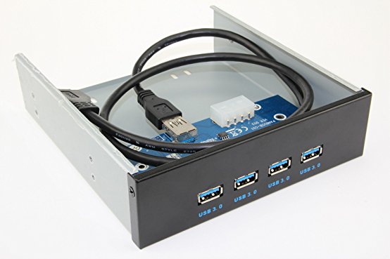 E-SDS USB 3.0 4-Ports 5.25 inch Metal Front Panel USB Hub for Desktop[ 20 Pin Connector & 2ft Adapter Cable]