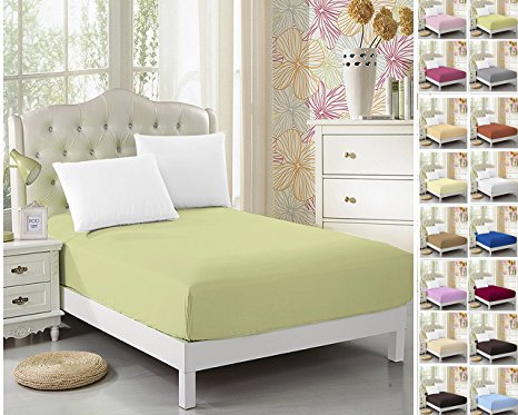 CC&DD 100% Brushed Microfiber Luxury Super Silky Soft Deep Pockets Fitted Sheet Light-green Twin-sized