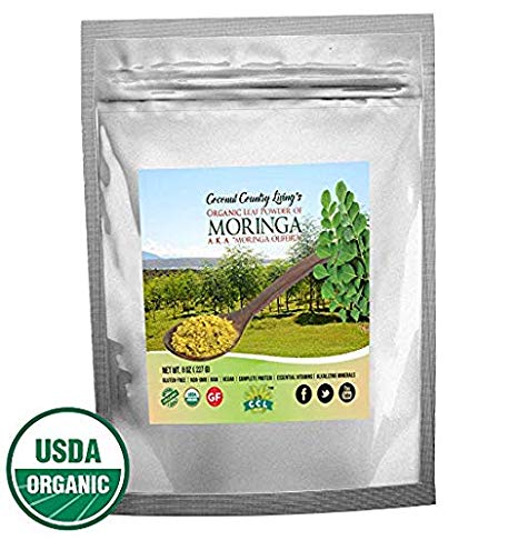 Organic Moringa Pure Green Leaf Powder 16 oz – Holistic Nutrient Dense Paleo Energy Detox – All-Natural Gluten-Free in 1 lb Resealable Bag – Health Boost for Men & Women