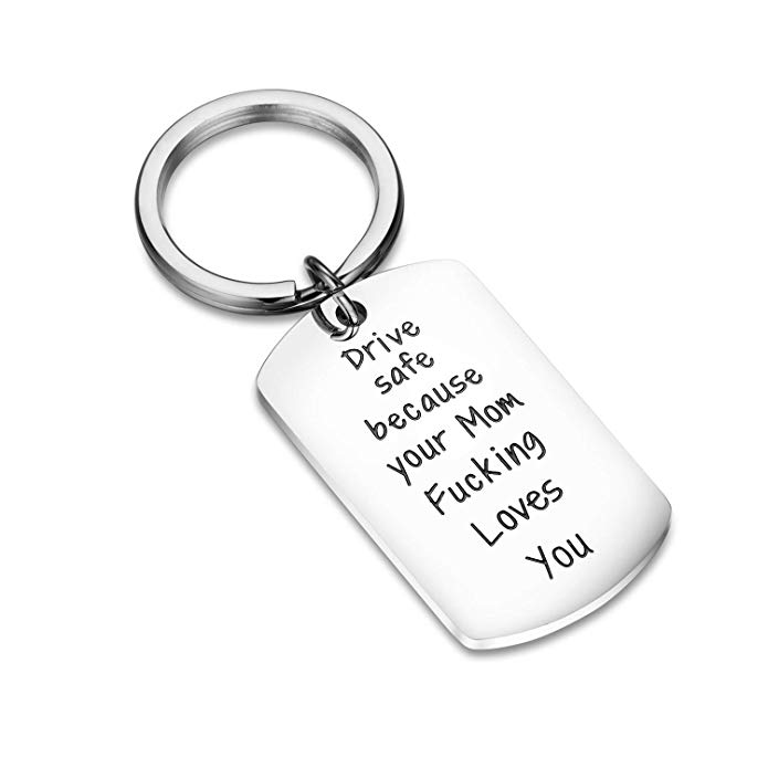CJ&M Sweet 16 Keychain for Daughter, New Driver Keychain, Keychain to Son from Mother, Drive Safe Keychain, New Driver Gift, Fun Mom Gift