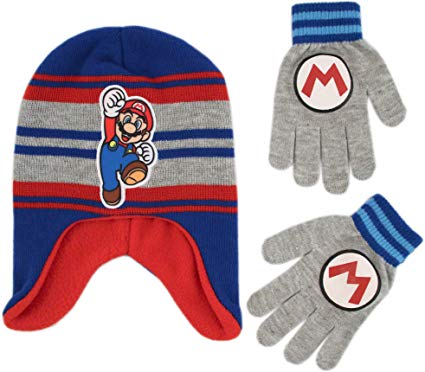 Nintendo Boys' Little Super Mario Hat and Gloves Cold Weather Set, Age 4-7