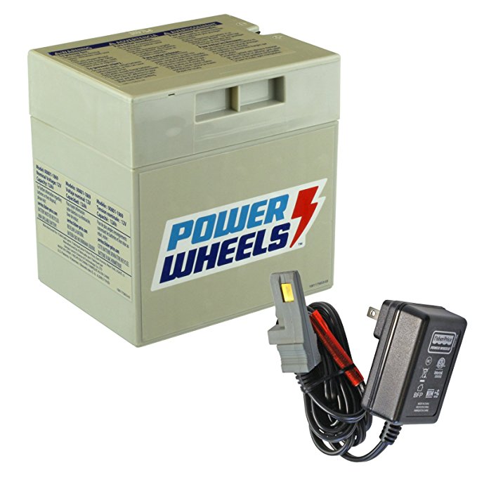1 X Gray 12V Power Wheels Battery   12 Volt Gray Charger w/ Probe 00801-1480