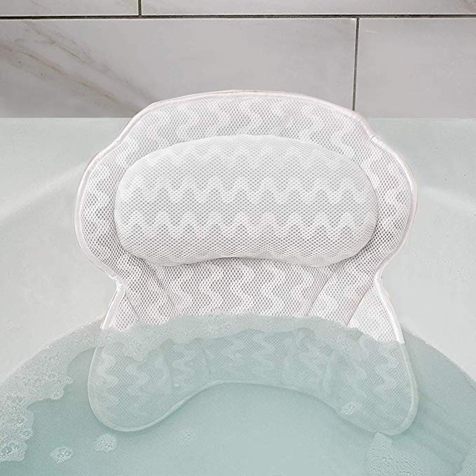 Bath Pillow with Large Non-slip Suction Cups, Comfortable Head, Neck, Back & Shoulder Rest Support, Soft & Luxury Spa Bathtub Cushion, Bath Accessories Fit Hot Tub, Jacuzzi