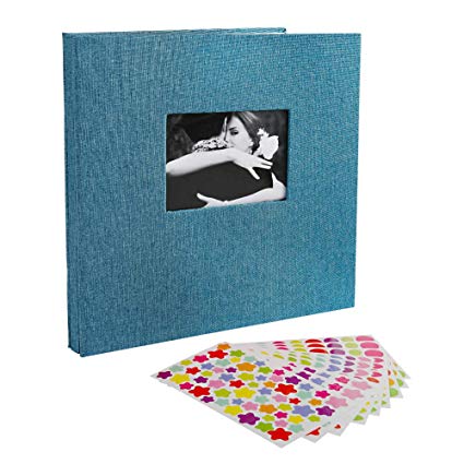 Self Adhesive Photo Album Magnetic Scrapbook Album 40 Pages Magnetic Double Sided Pages Linen Hardcover DIY Photo Book Length 11 x Width 10.6 Inches with DIY Accessories Kits 9 Sheet Stickers