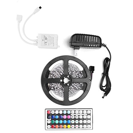 KLAREN RGB 5M 3528 LED Strip Light 300leds   44key IR Remote Control  12V Power Supply