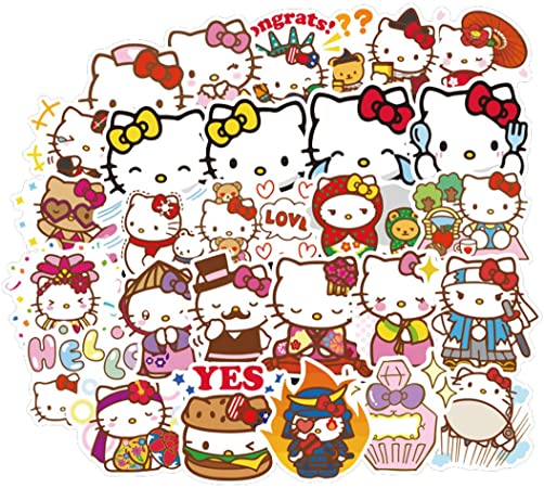 100Pcs Hello Kitty Cute Lovely Stickers for Water Bottle Cup Laptop Guitar Car Motorcycle Bike Skateboard Luggage Box Vinyl Waterproof Graffiti Patches JKT