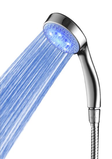 UKayed  Shower Head Colour Changing To Temperture Led Lights Powered by Water Chrome Effect Finish
