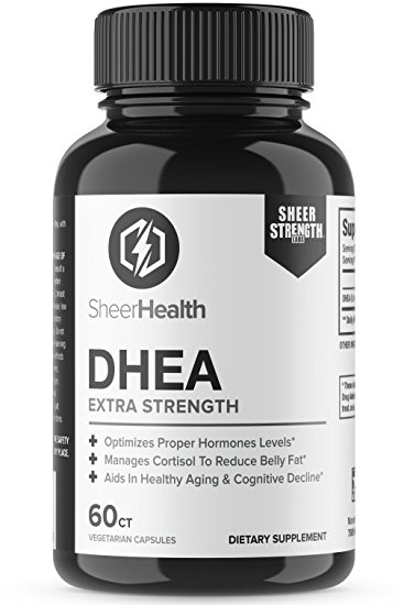 DHEA 100mg Supplement - Clinically Effective Anti-Aging Dose for Optimal Hormonal Balance, New Maximum Strength Formula from Sheer Strength Labs, 60 Capsules