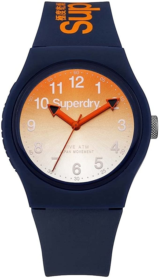 Superdry 'Urban Laser' Quartz Plastic and Silicone Dress Watch, Color:Blue (Model: SYG198UO)