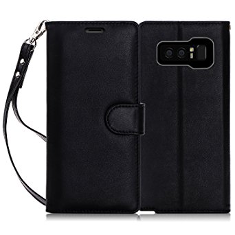 Note 8 Case, Galaxy Note 8 Case, FYY[RFID Blocking wallet Case] 100% Handmade Flip Folio Case [Kickstand Feature] With ID&Credit Card Protector for Galaxy Note 8(2017) Black