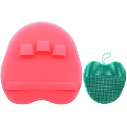 Pure Silicone Body Brush Shower Scrubber Gentle Exfoliating Bath Shower Tool, with Super Soft Manual Facial Cleansing Brush