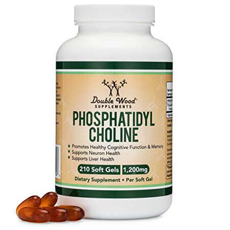 Phosphatidylcholine 1,200mg – 210 Softgels – Enhanced Version of Sunflower and Soy Lecithin - Vegan, Non-GMO, Made and Tested in The USA to Support Brain Health by Double Wood Supplements