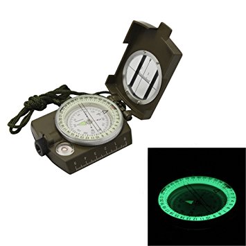 TFSeven Metal Waterproof Pocket Military Army Geology Compass Navigator with Foldable Metal Lid for Outdoor Activities Hiking Camping Climbing Biking