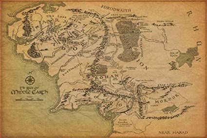 Map Of Middle Earth The Lord Of The Rings Nice Silk Fabric Cloth Wall Poster Print (20x13inch)