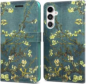 CoverON Pouch for Samsung Galaxy A54 5G Wallet Case, RFID Blocking Flip Folio Stand Vegan Leather Phone Cover Sleeve 6 Card Slot Holder Fit Samsung Galaxy A54 Case - Almond Blossoms Van Gogh