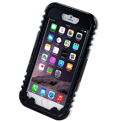 iPhone 6 Waterproof Case, iThroughTM iPhone 6 Waterproof Case, Dust Proof, Snow Proof, Shock Proof Case, Heavy Duty Carrying Cover Case for iPhone 6 , iPhone 6S (Black)