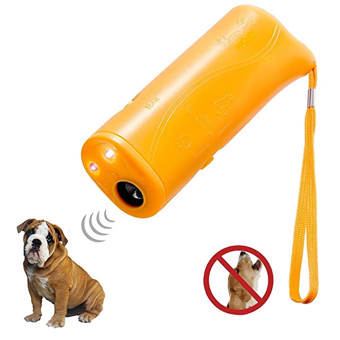 Brocase Ultrasonic Dog Repeller, 3 in 1 Portable Stop Barking， Anti Barking，LED Ultrasonic Handheld Dog Trainer Pet Training Device Outdoor Bark Controller