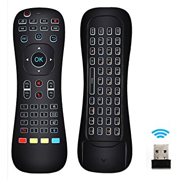 Updated Air Mouse Backlit, LinkStyle 2.4G Wireless Android Kodi Remote Mini Keyboard Infrared Learning Voice Input for Android TV Box XBOX PC Pad Raspberry Pi 3 Android Windows Mac OS Linux