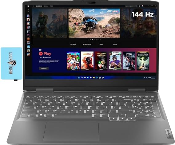 Lenovo LOQ Gaming Laptop 15.6" 144 Hz FHD IPS (8-Core AMD Ryzen 7 7840HS, GeForce RTX 4050 6GB, 8GB DDR5, 512GB SSD, Backlit KYB, WiFi 6, Bluetooth 5.2, Webcam, Win 11 Home) with Dockztorm Hub