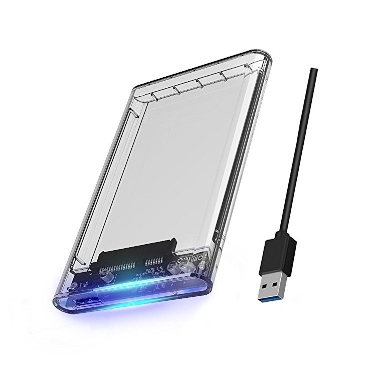 ORICO 2.5" Hard Drive Enclosure External Case, USB 3.0, SATA III 6Gb/s, for 2.5-Inch Laptop HDD and SSD of 7 / 9.5 mm, Tool-Free, High-Speed, Supports UASP (Transparent)