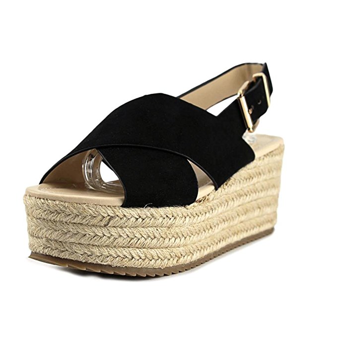 Nine West Beachy Open Toe Canvas Wedge Heel