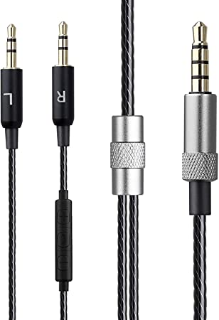 EEEKit 2.5mm to 3.5mm Replacement Stereo Audio Cable Cord Wired Remote w/Microphone Talk for Sol Republic Master Tracks HD/HD2/V8/V10/12/X3 Headphone