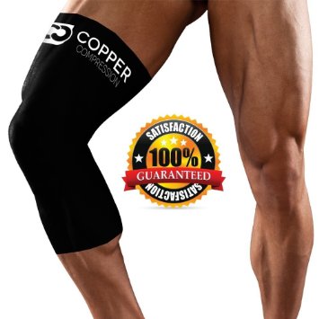 Copper Compression Recovery Knee Sleeve, #1 GUARANTEED Highest Copper Content With Infused Fit! Best Knee Support Brace For Men And Women. Wear Anywhere (Small)
