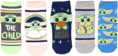 Star Wars The Mandalorian The Child Baby Yoda Juniors/Womens 5 Pack Ankle Socks Shoe Size 4-10