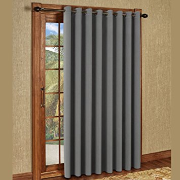 H.Versailtex Blackout Patio Grey Curtains,Extra Long and Wider Thermal Insulated Window Panels/Premium Muslin Room Divider-100"W by 108"L- Dove Grey (Set of 1)