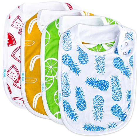 Premium Cute Baby and Toddler Bibs Burp Burpy Cloths 4 Pack Gift Set Soft Absorbent Extra LARGE Feeding Drool Teething Bibs,Triple Adjustable Snap Buttons, Funny Personalized Designs for Boys & Girls