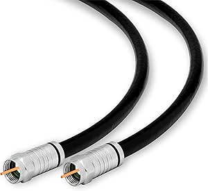 Conext Link RG6 Quad Shield Coaxial Cable F Connector 18 AWG 3GHZ 75 Ohm Sat TV (18FT, Black) （33006）