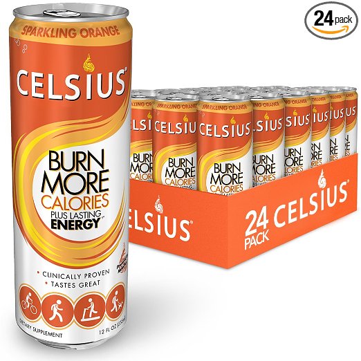 Celsius Sparkling Orange 12-Ounce Cans Pack of 24