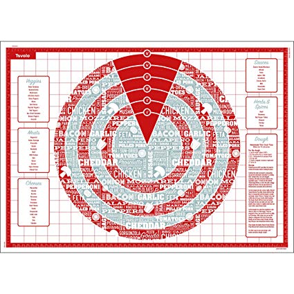 Tovolo Silicone Pizza Mat, Non-Stick, Printed with Dough Recipe, Sizing Guide, Dishwasher Safe