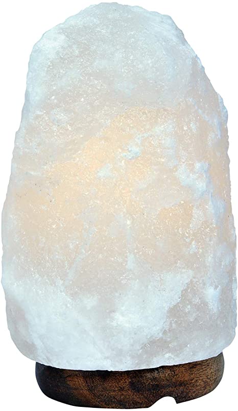 Globe Electric 89827 Himalayan Rock Salt Lamp, White Hand-Mined Himalayan Salt with Wood Base, in-Line On/Off Rocker Switch, Bulb Included