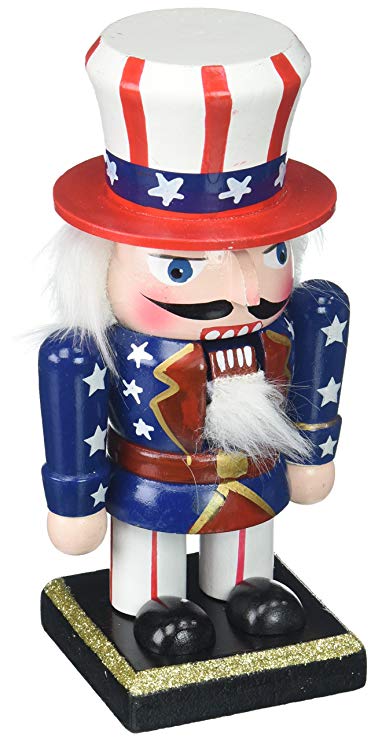 6" Chubby Uncle Sam Nutcracker by Clever Creations | American Flag Hat | Traditional Patriotic Christmas Decorative Nutcracker | 100% Wood | Perfect for Shelves and Tables | Stands 6" Tall