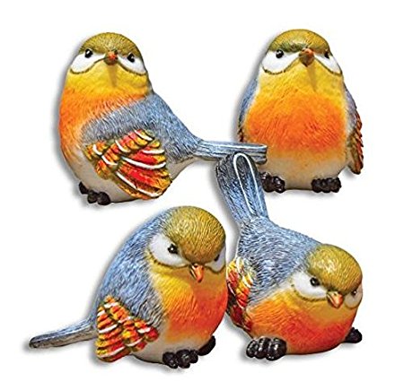 2.5 Inch Mini Resin Blue Bird Garden or Home Figurines (Set of 4 Poses)