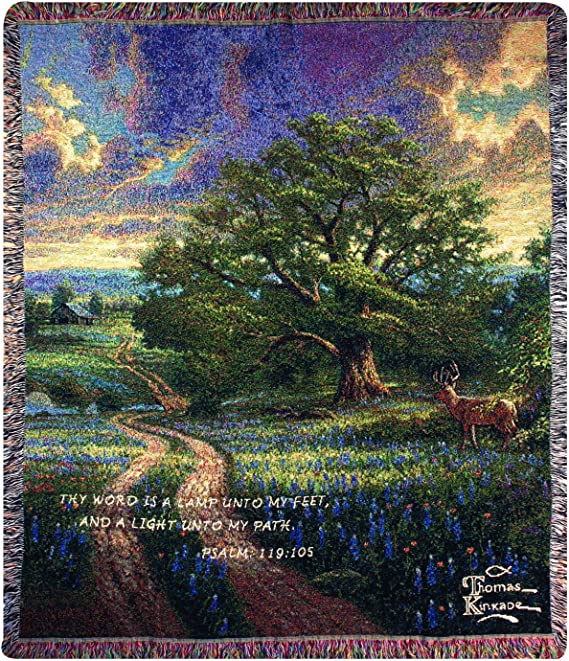 Manual Thomas Kinkade 50 x 60-Inch Tapestry Throw with Verse, Country Living