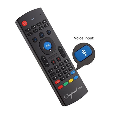 2.4GHz Multifunctional Fly Air Mouse Remote Mini Wireless Keyboard with Infrared Learning,Voice Input for Kodi Android TV box By Dupad Story [Updated Version]
